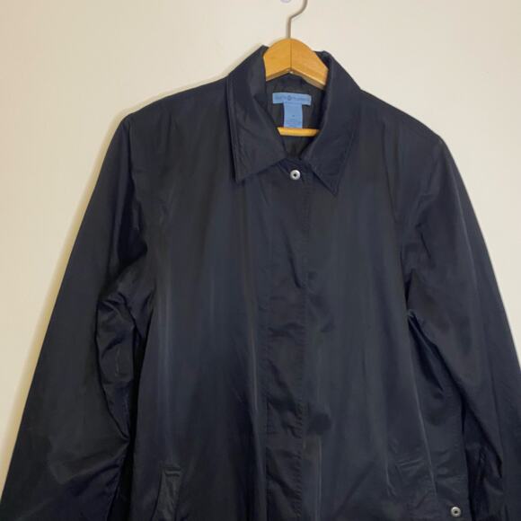 Womens Duluth Trading Co Rain Coat Jacket Long Weatherproof Black Buttons Medium - Picture 2 of 14